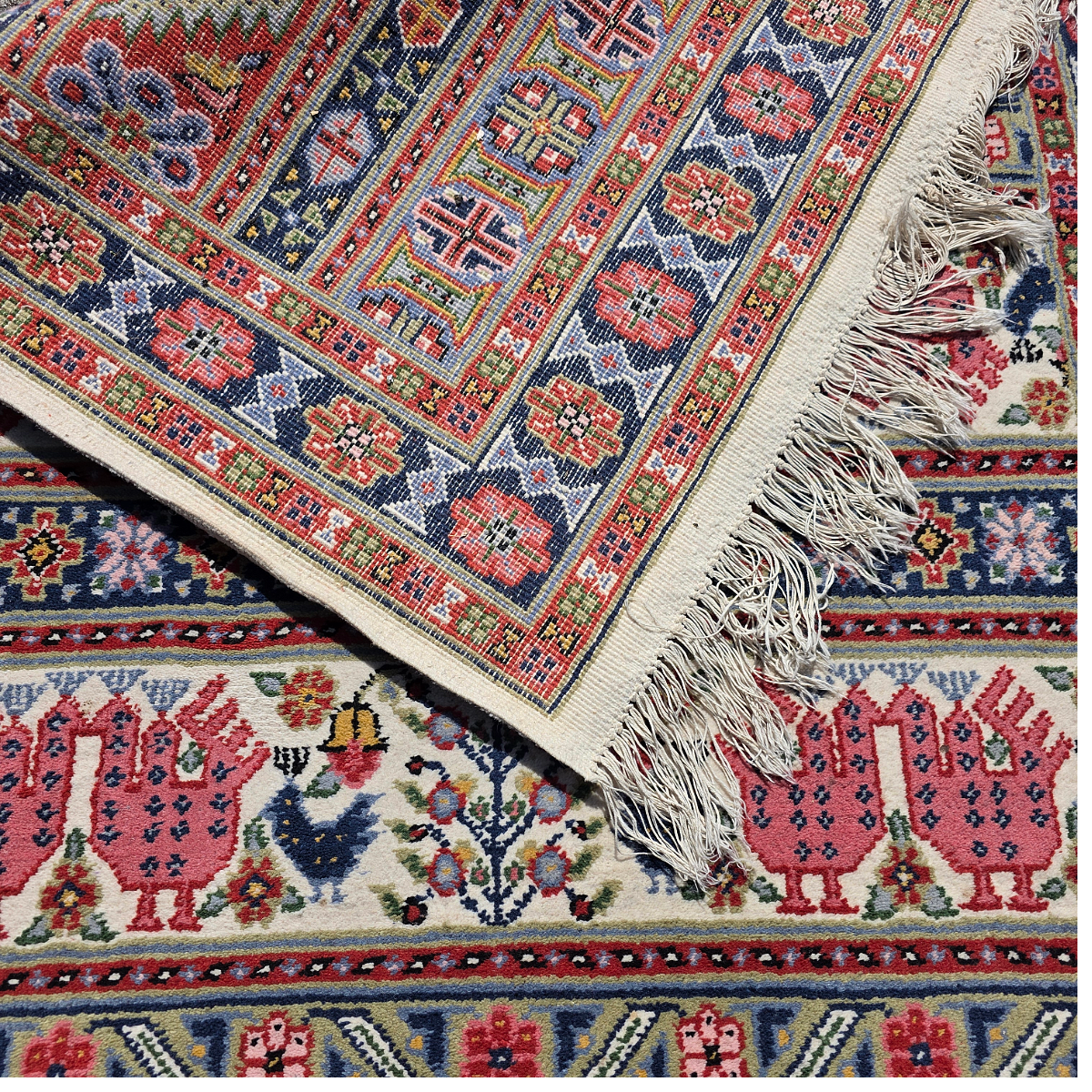 Hand Knotted Tunisian Wool Rug, 2nd half 1900s