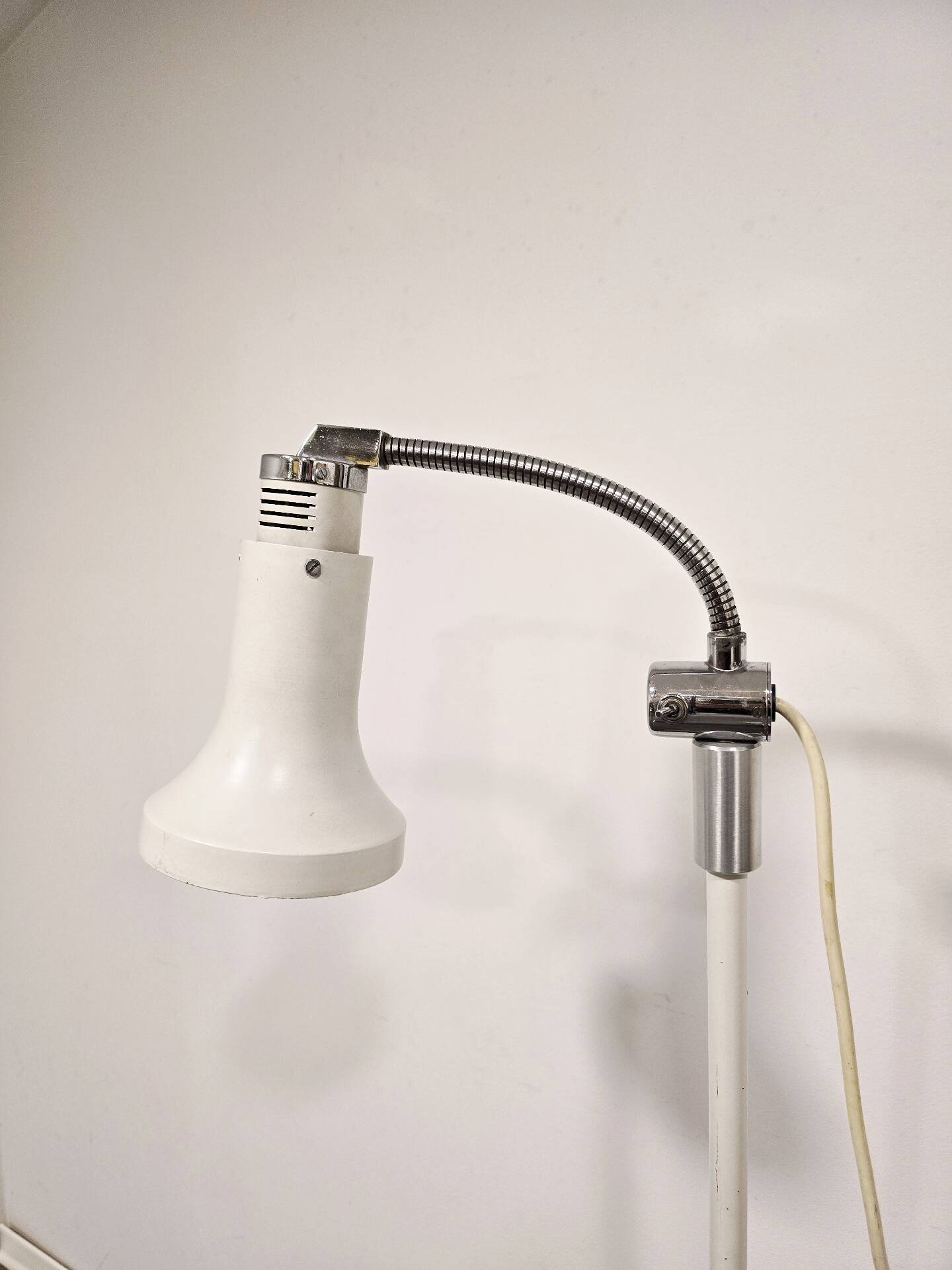 70s Gooseneck Metal Floor Lamp, Adjustable Height Tripod Base