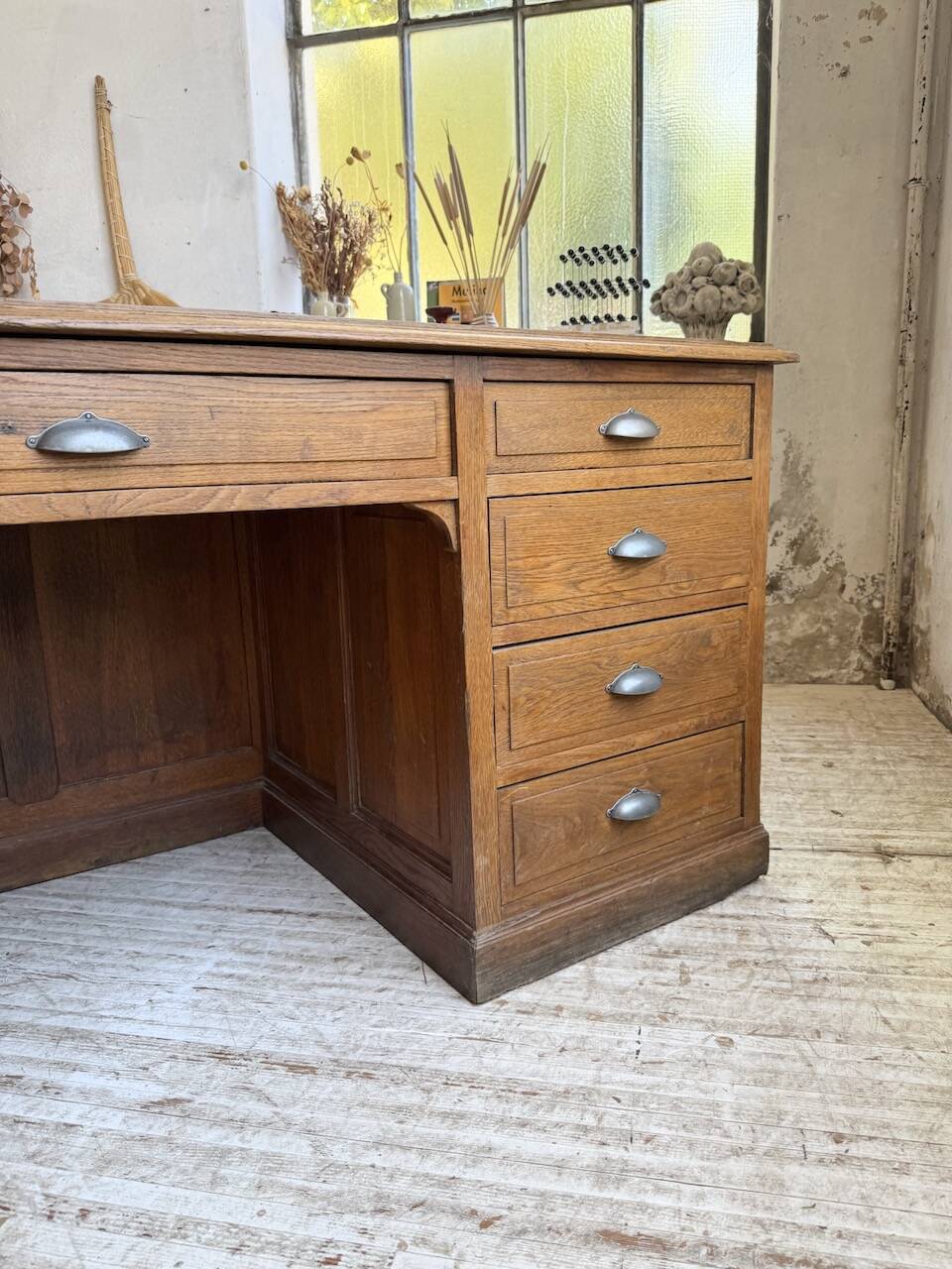 1950s oak office counter
