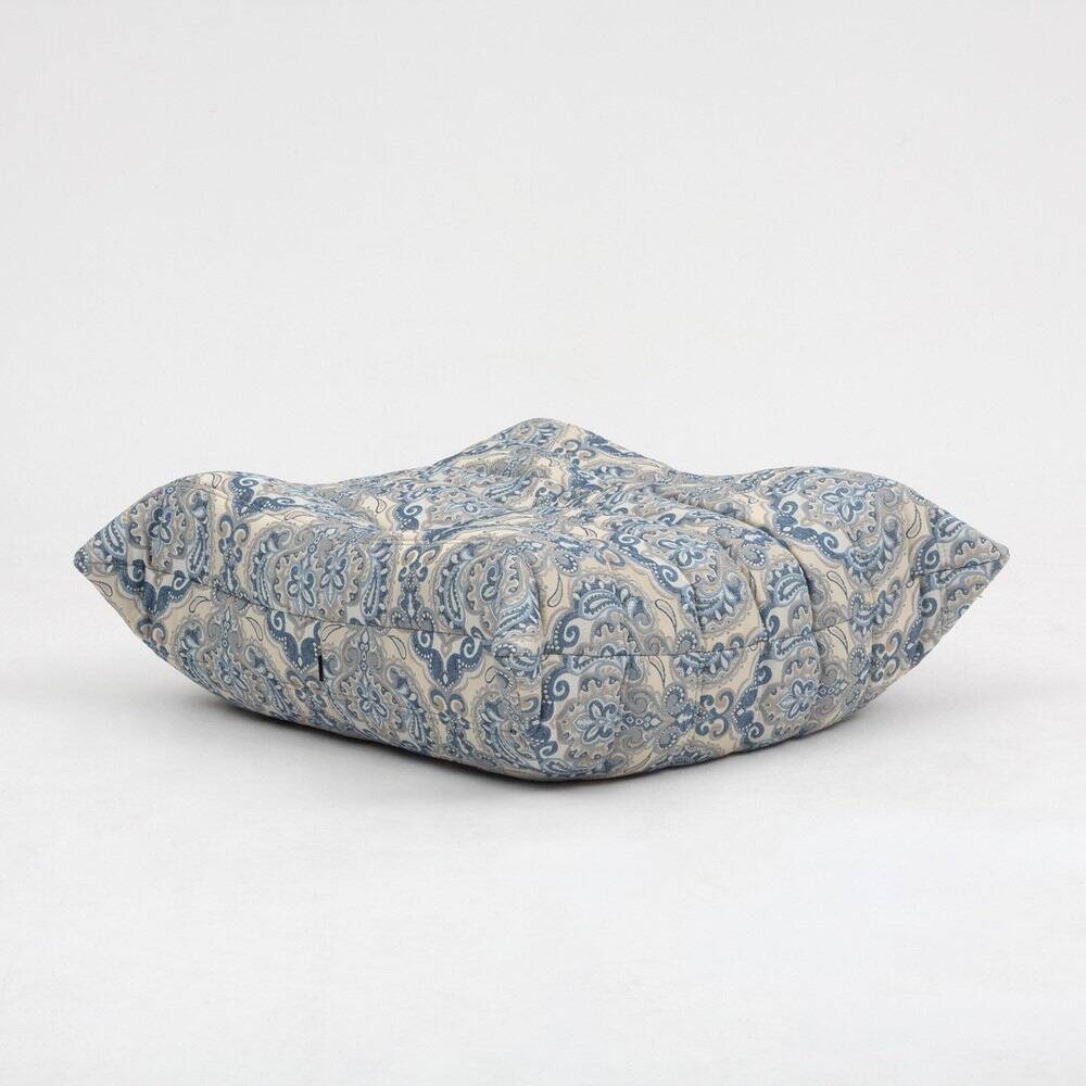 Togo lounge chair and pouf in patterned fabric by Michel Ducaroy for Ligne Roset, 1973, set of 2