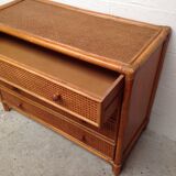 Commode  bambou et cannage rotin