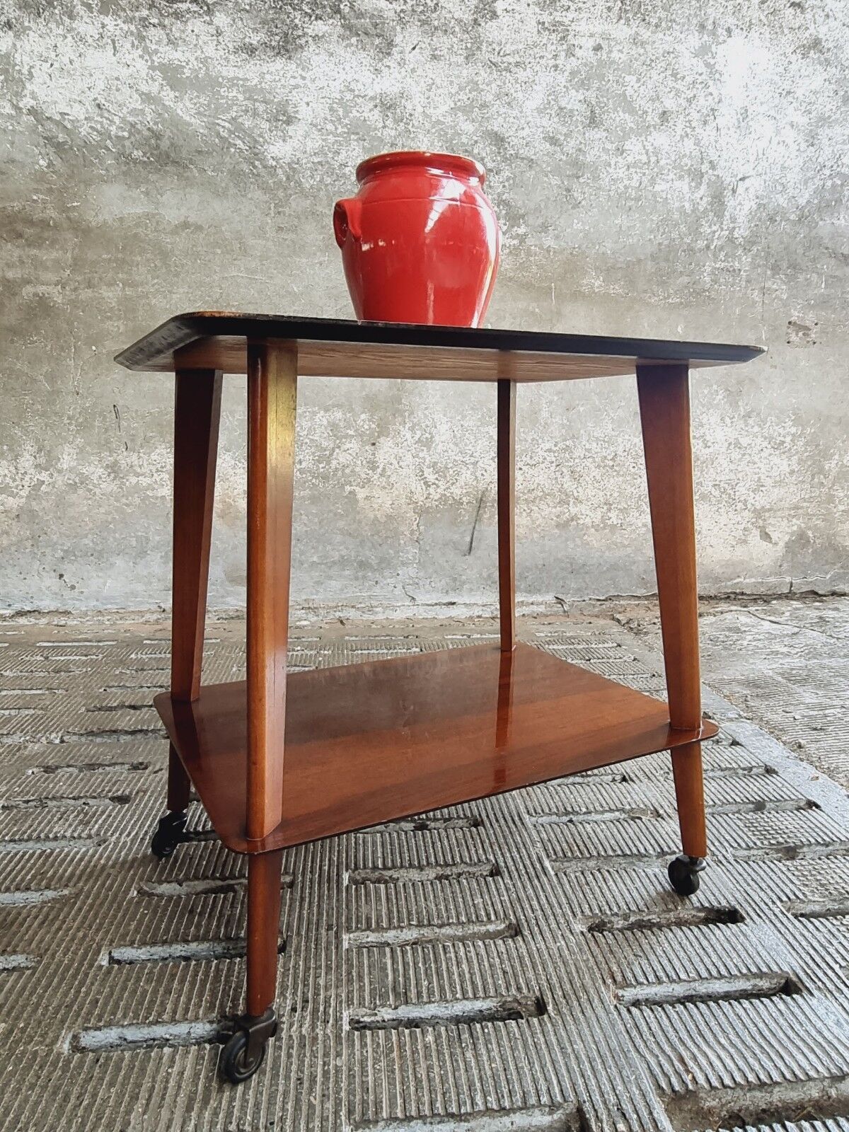 Retro trolley teak design 50s side table