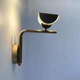 Vintage wall lamp, brass and sandblasted glass, France, 1970