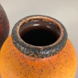 Set of Three Pottery Fat Lava Vases "Multi-Color" by Scheurich, Germany, 1970s