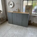 Factory blue patinated workshop furniture