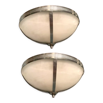 2 marbled glass sconces by zonca, 1970s, set of 2