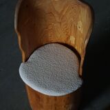 Fauteuil Brutaliste en Tronc en Pin Massif & Bouclé, Moderne du Milieu du Siècle Suédois, Années 1970