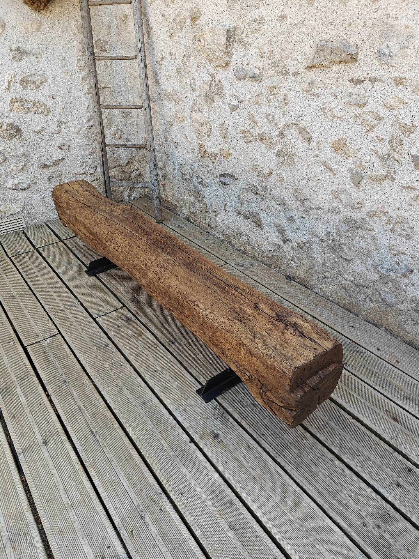 Brutalist oak bench