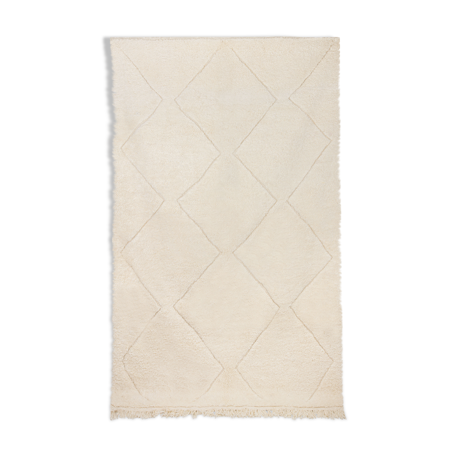 Berber carpet beni ourain ecru with diamonds in relief 308 x 195 cm