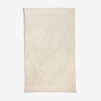 Berber carpet beni ourain ecru with diamonds in relief 308 x 195 cm