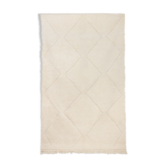 Berber carpet beni ourain ecru with diamonds in relief 308 x 195 cm