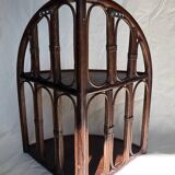 Corner shelf in dark rattan, 60s/70s