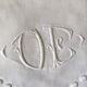 Drap fil de lin ancien avec monogramme OB