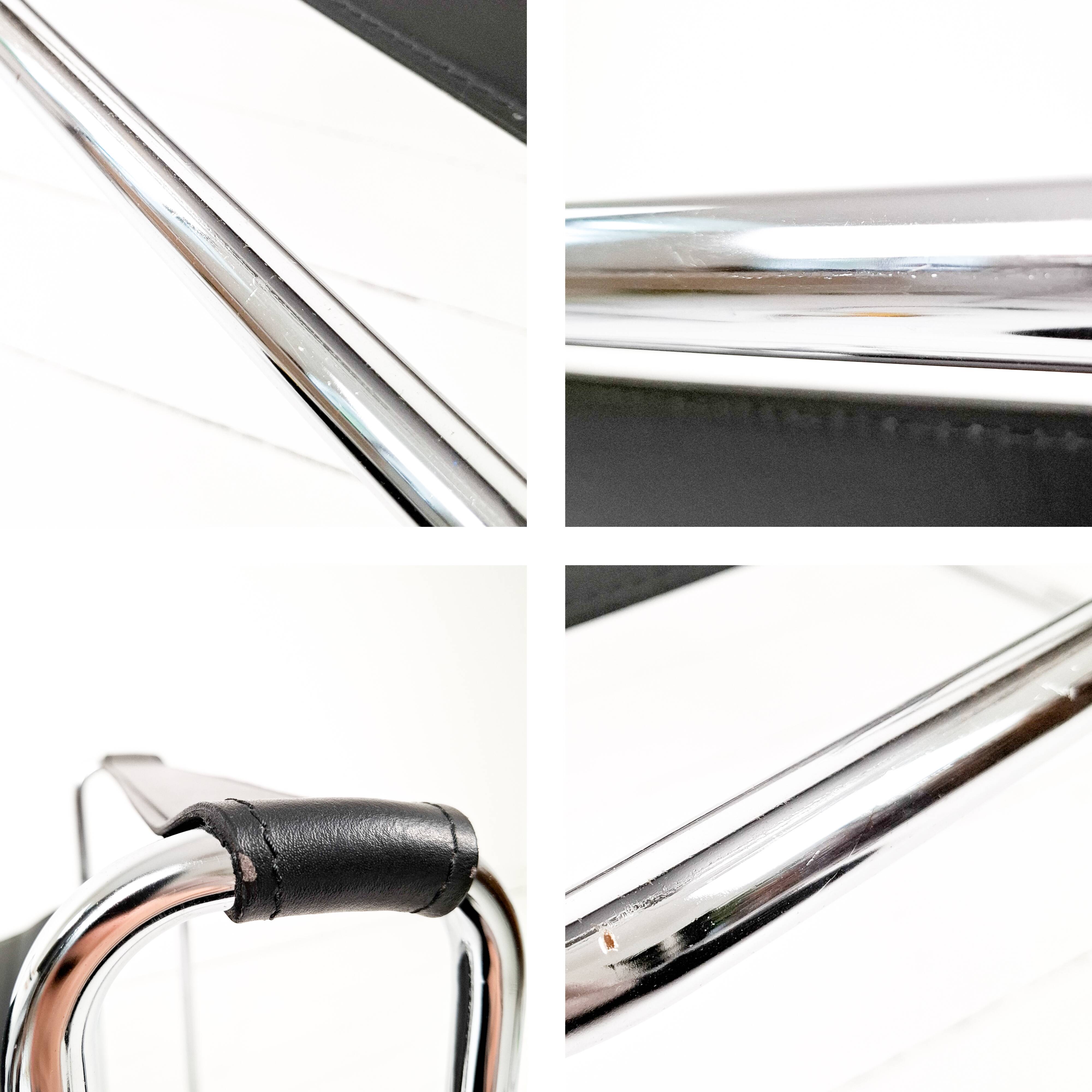 Wassily Style Lounge Chair Chrome Black Faux Leather Breuer Bauhaus Design