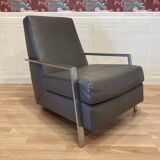 Steel and leather designer armchair from the 1970s