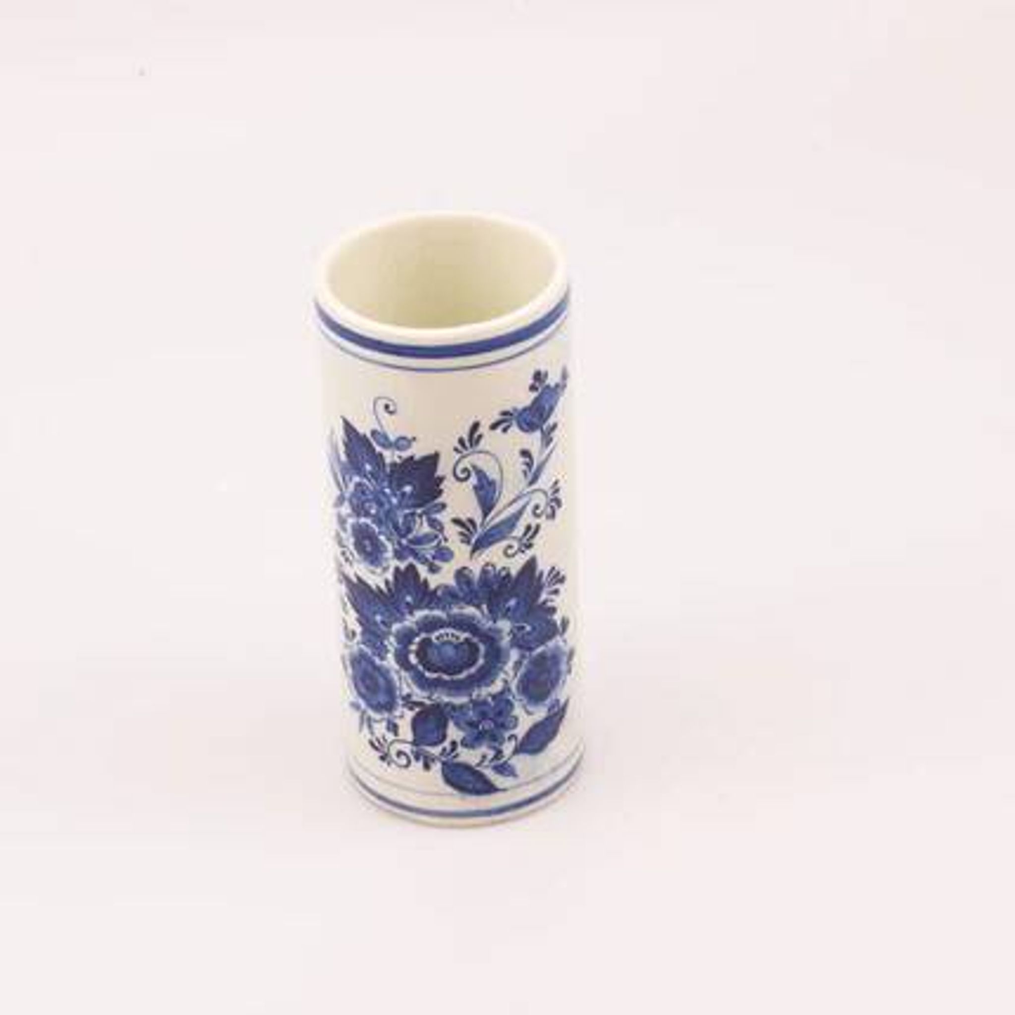 Vintage cylindrical vase in Delft blue pottery - Royal Delfts Blauw - H 15 cm