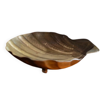Renzo Cassetti Vintage Brass Shell Bowl with golden patina – Handcrafted Italy 1960s