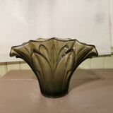 Art Deco vase in polished and frosted smoked glass