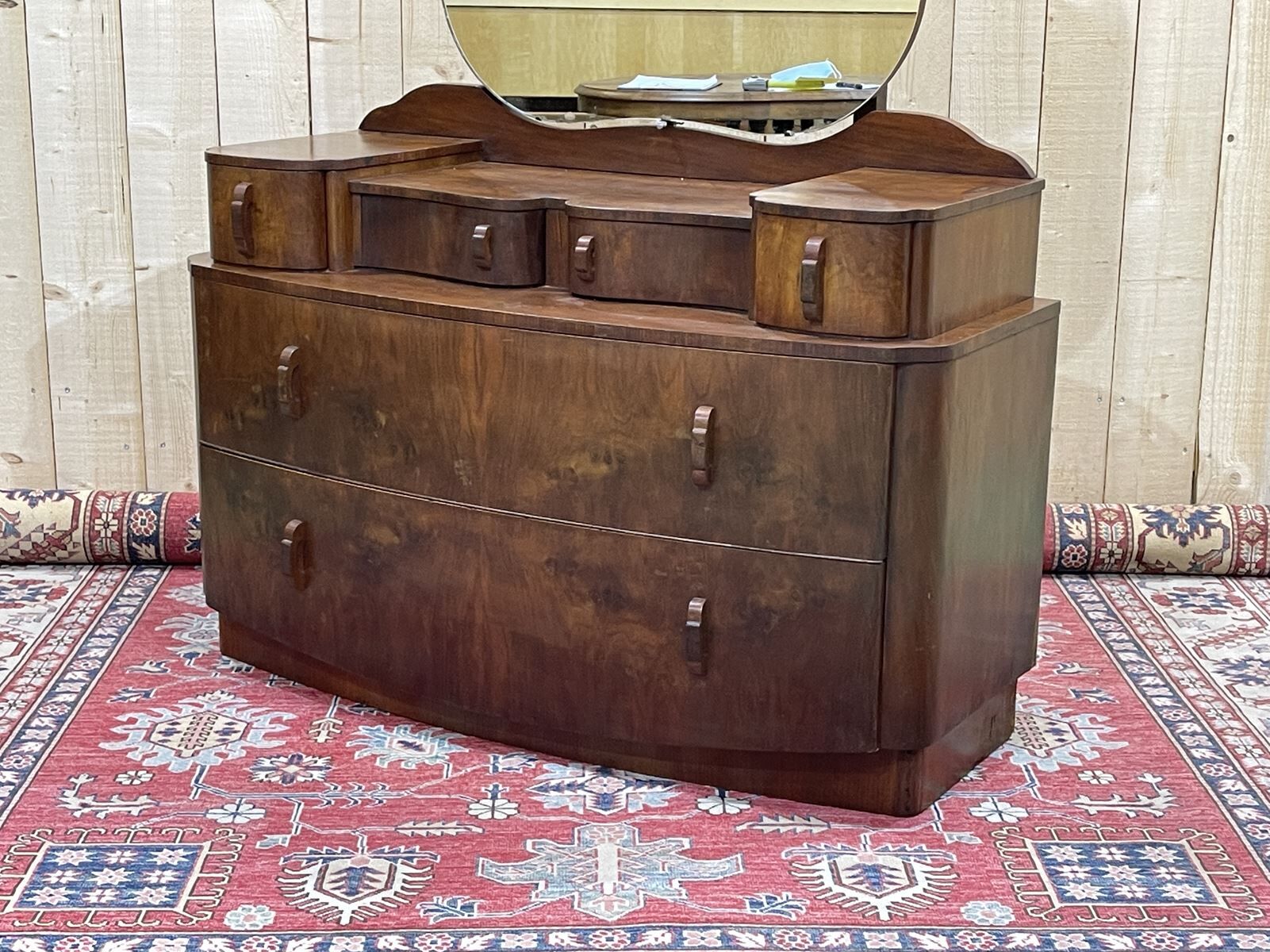 English hairdresser Art Deco walnut