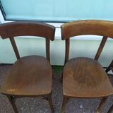 Set of 8 wooden bistrot bar chairs - vintage