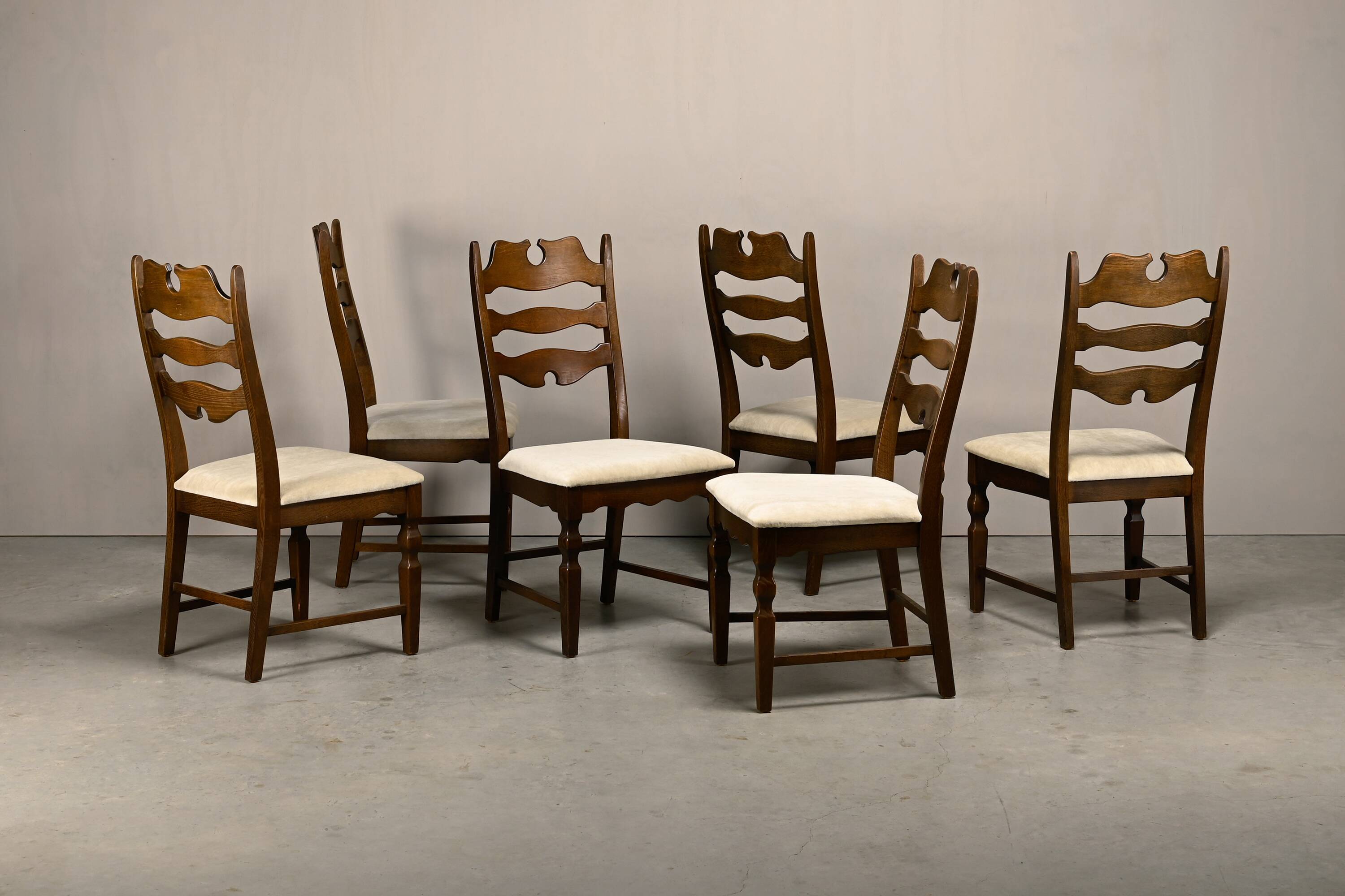 Henning Kjærnulf vintage set Razorblade Dining Chairs High Back, Denmark