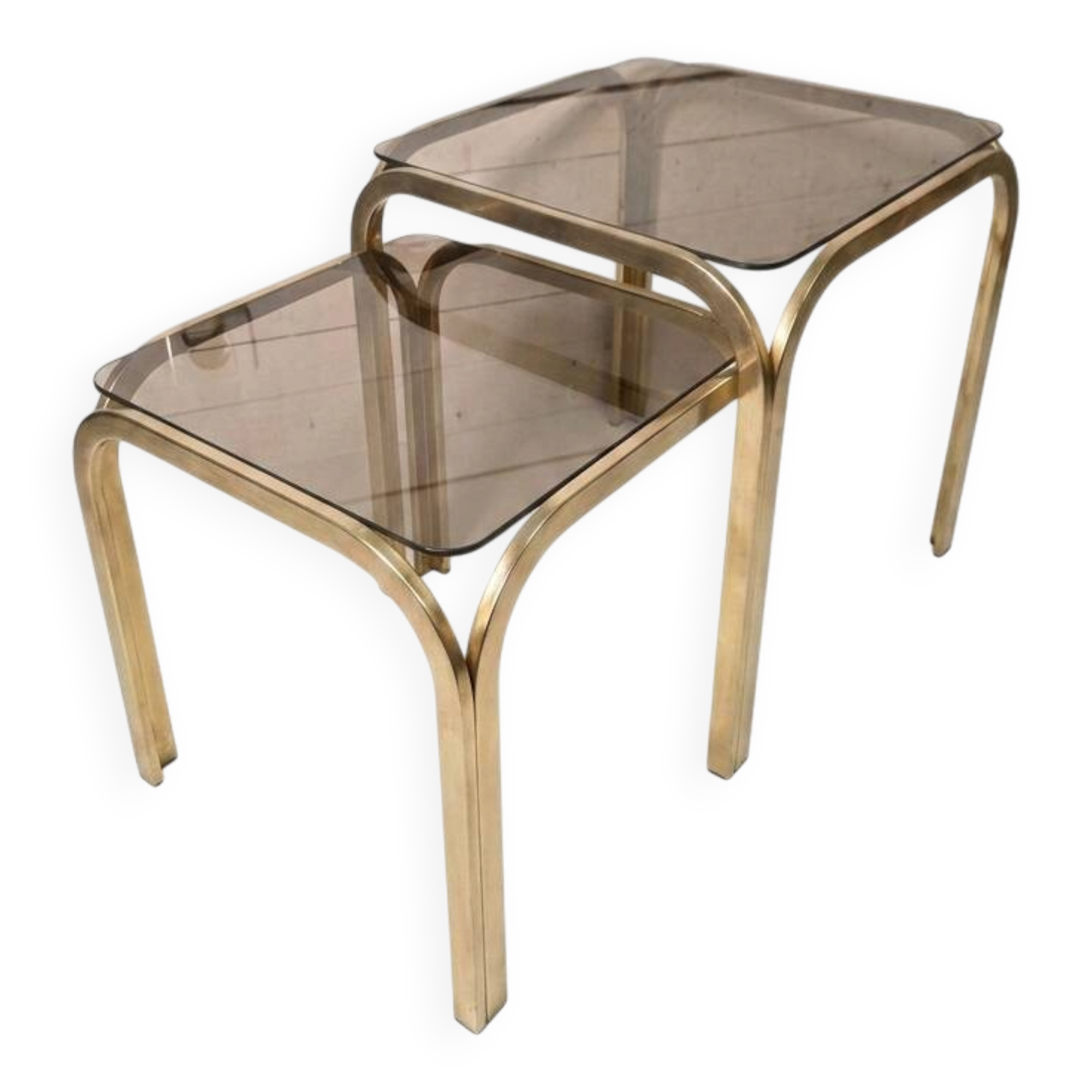 1970s golden metal nesting table