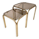 1970s golden metal nesting table