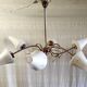 Lustre 6 feux moderniste en laiton doré - années 50/60
