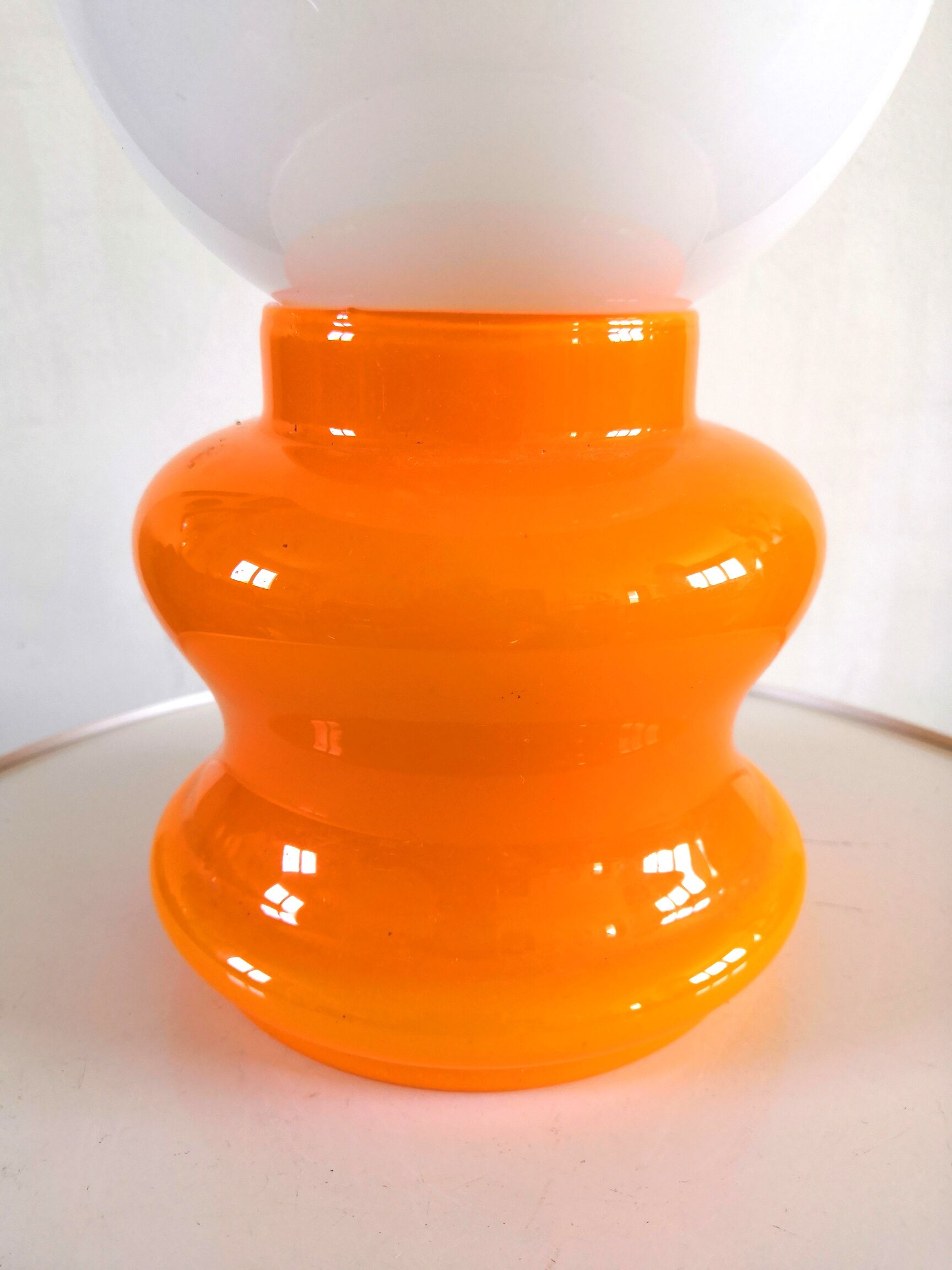 Lampe opaline orange design années 70