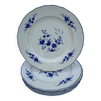 Ensemble de 4 assiettes Bleu de Tournay terre de fer