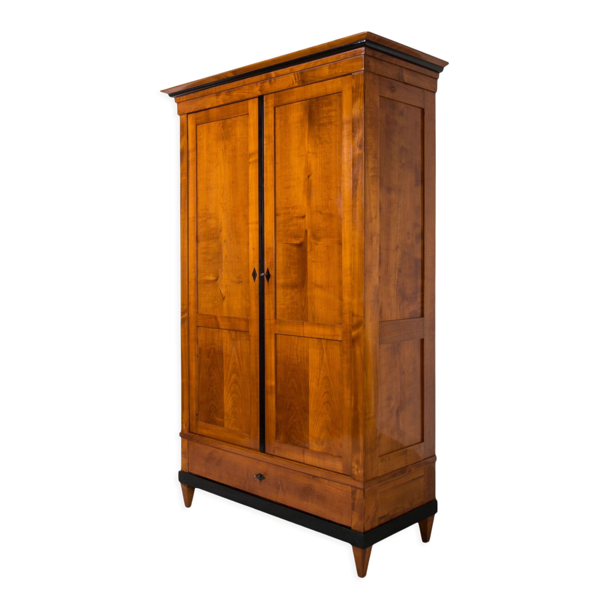 Biedermeier wardrobe in solid cherrywood veneer, germany, 19th century