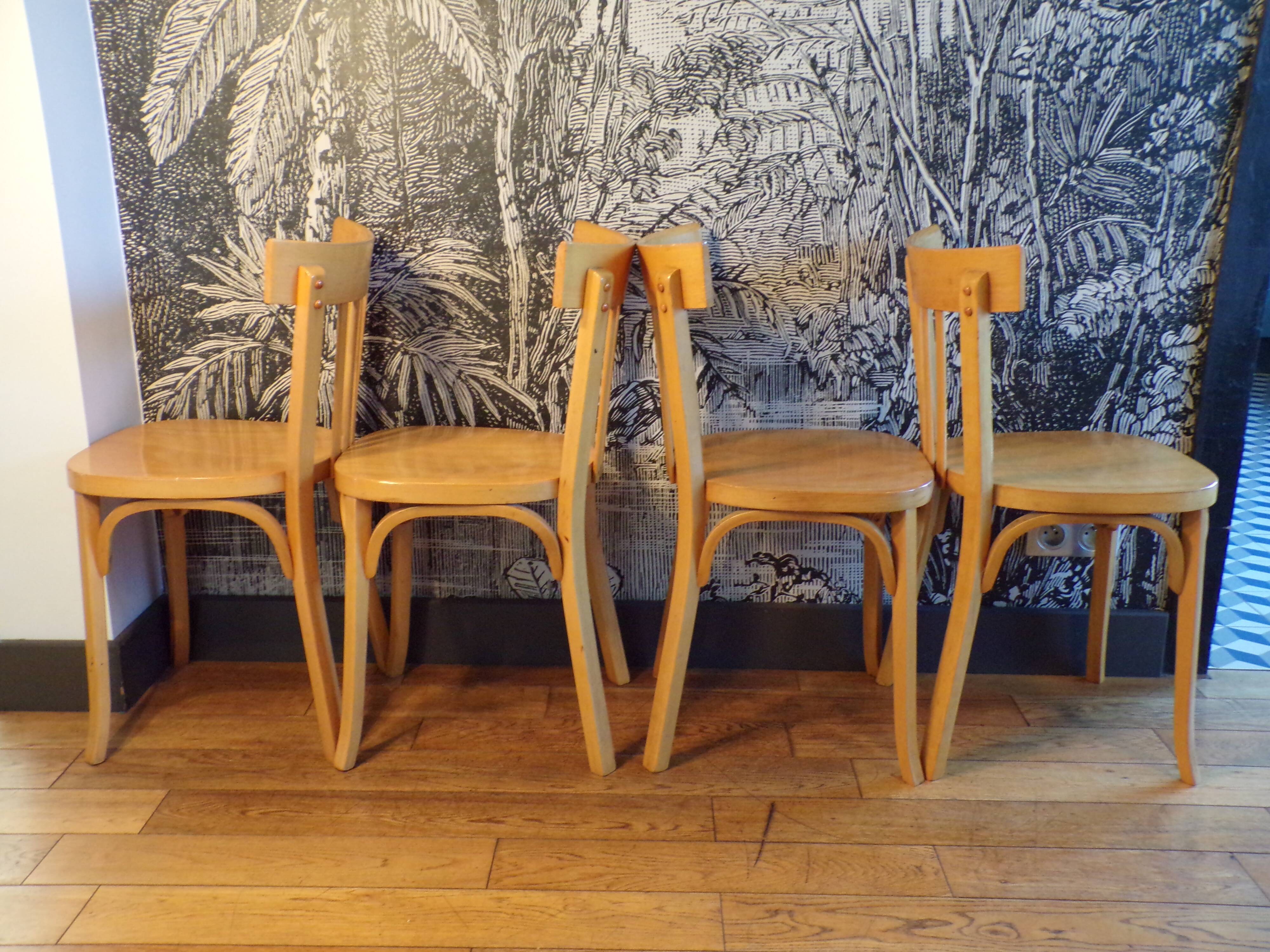 Set 4 chaises de bistrot Baumann bois clair