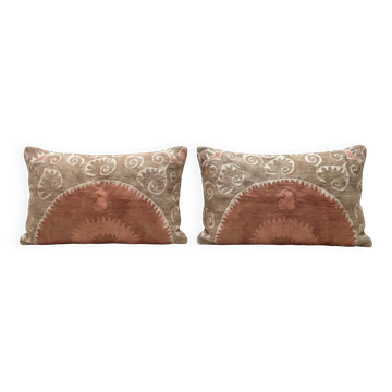 Set of 2 vintage embroidered cushion covers 43x76 cm