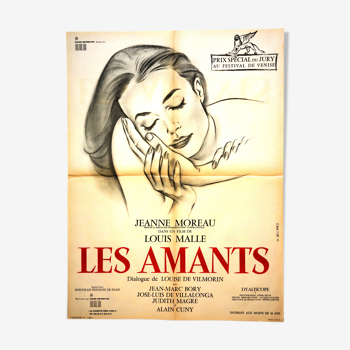 Affiche originale cinéma "Les Amants" de 1958 Jeanne Moreau