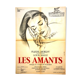 Affiche originale cinéma "Les Amants" de 1958 Jeanne Moreau