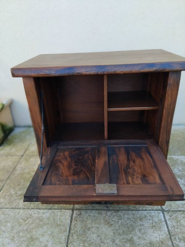 Meuble bar brutaliste orme massif ARANJOU vintage