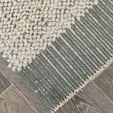 Tapis vintage en laine fait main vert cendré 4x7 nuances, 129x217Cm SK 34947