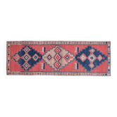Tapis en laine et coton fait main Oushak turc des années 1970, 104x307.