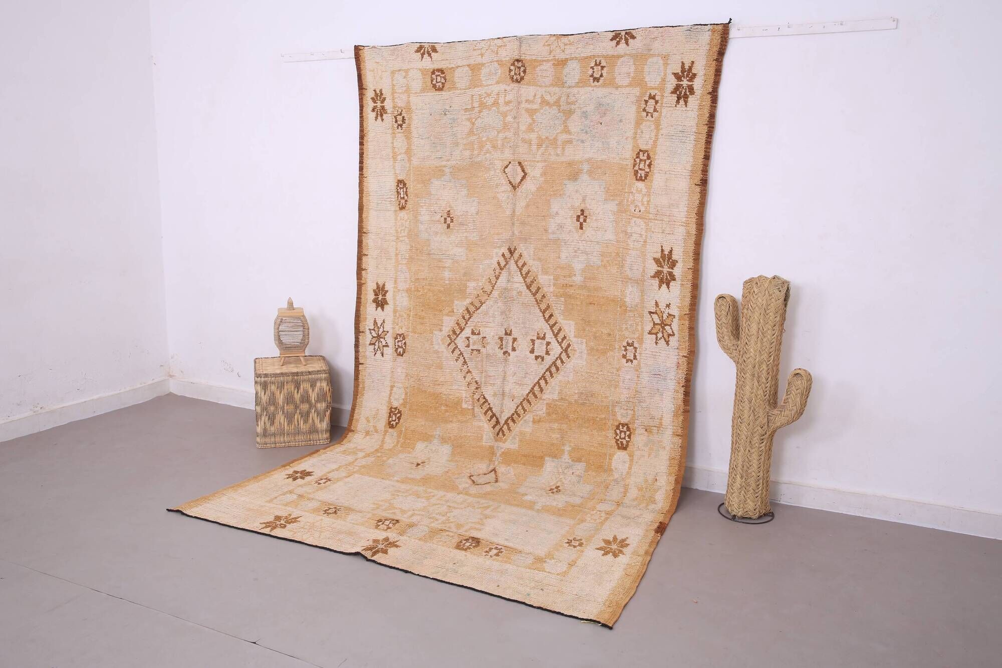 Yellow Vintage Moroccan Rug 181 x 314 cm, Berber Wool Rug, Bohemian Rug