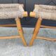 Pair of brutalist seagrass stools/20th century design/sofa end