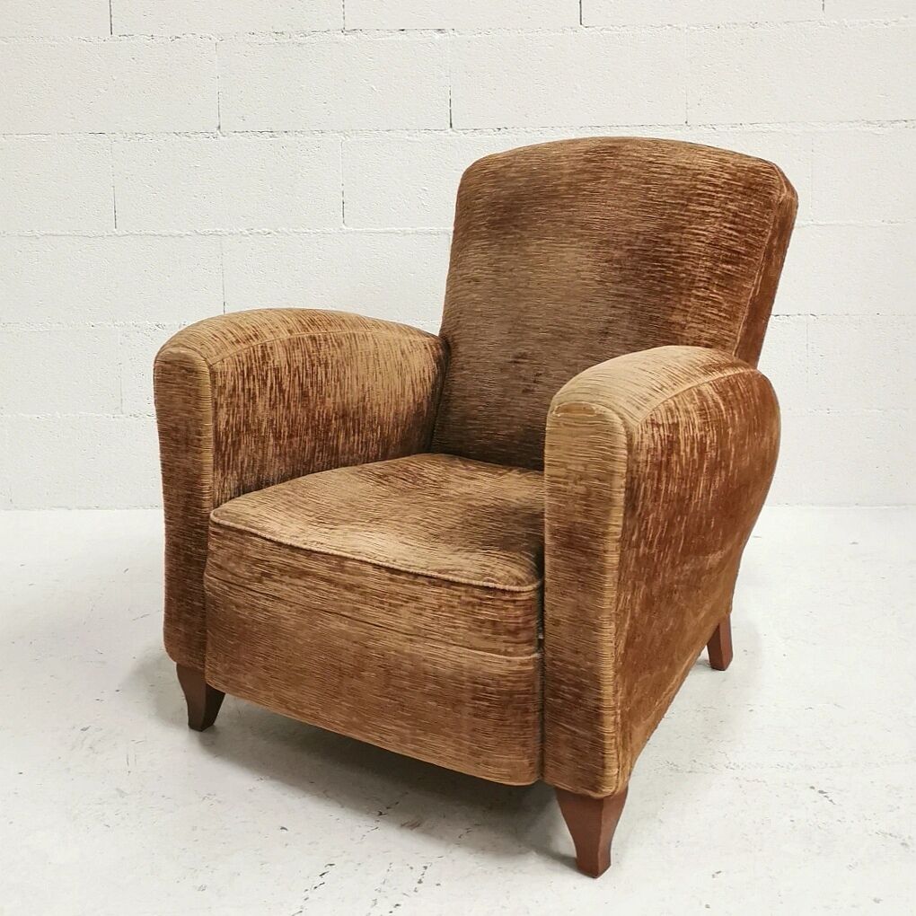 Velvet club armchair, 1950