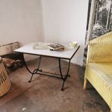 Marble and wrought iron coffee table