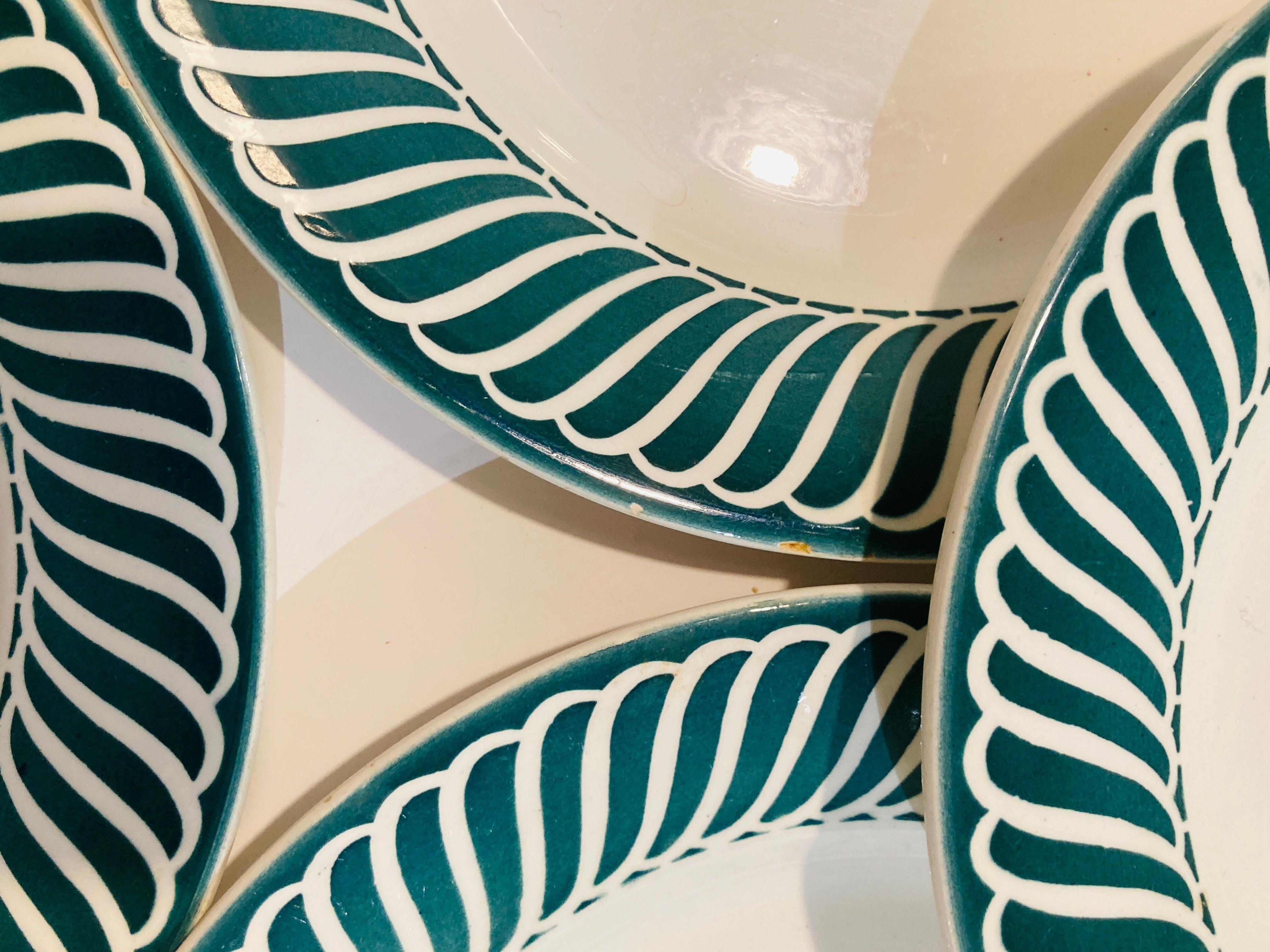 X6 green plates Jaquot digoin sarreguemines -vintage-retro-cuisine