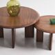 Duo of solid walnut coffee tables with a contemporary design base