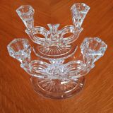 Pair of double glass candle holders