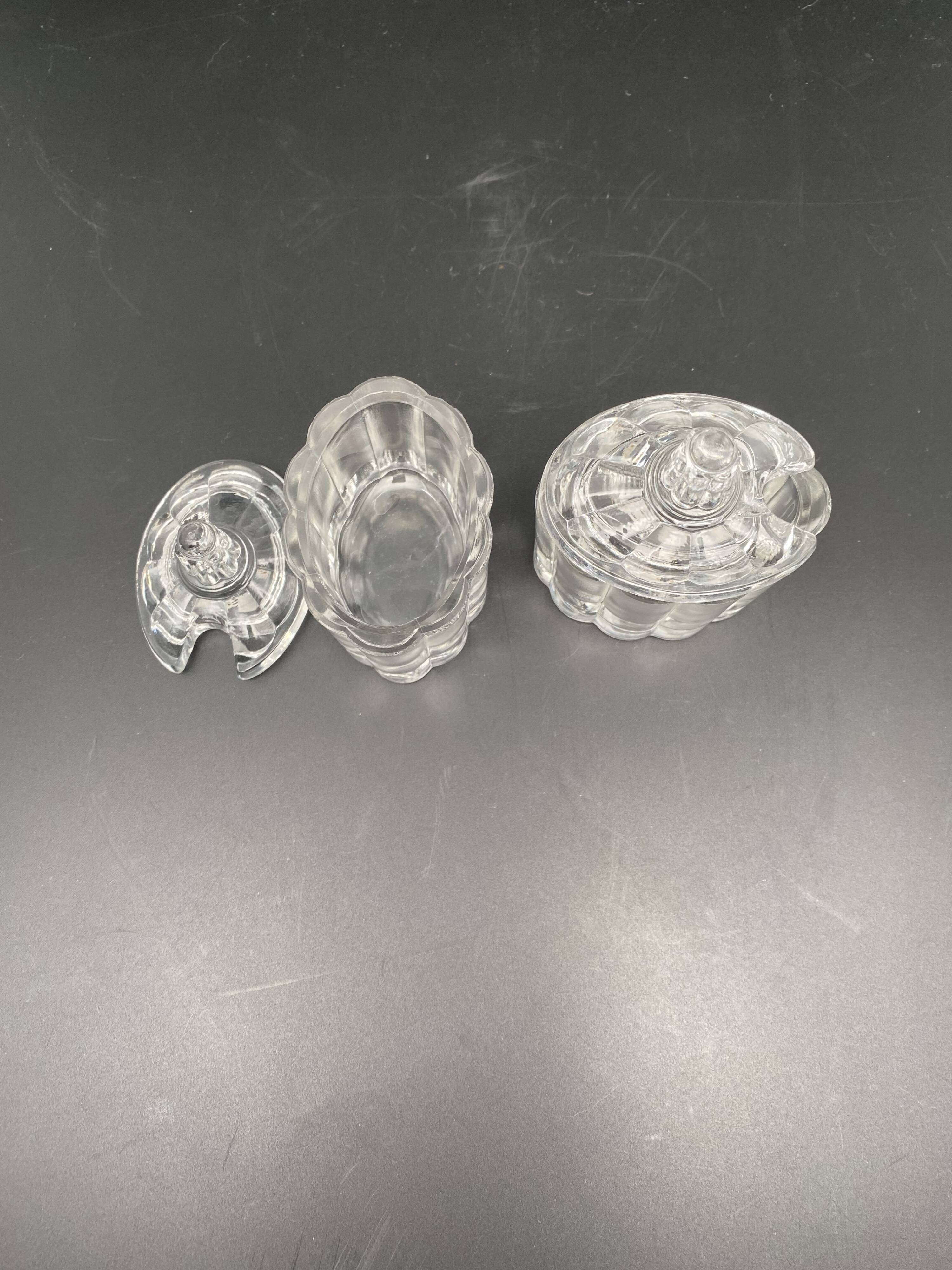 Duo salt shaker & pepper shaker in transparent worked glass