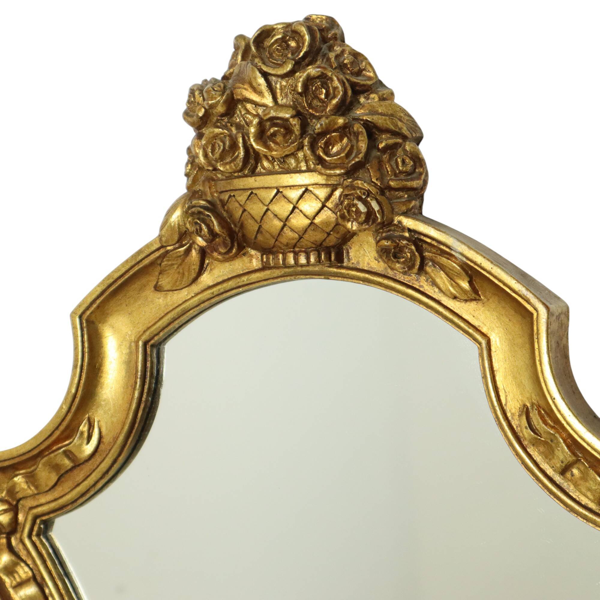 Classic Gold Crested Mirror Baroque Style Sixties 61cm