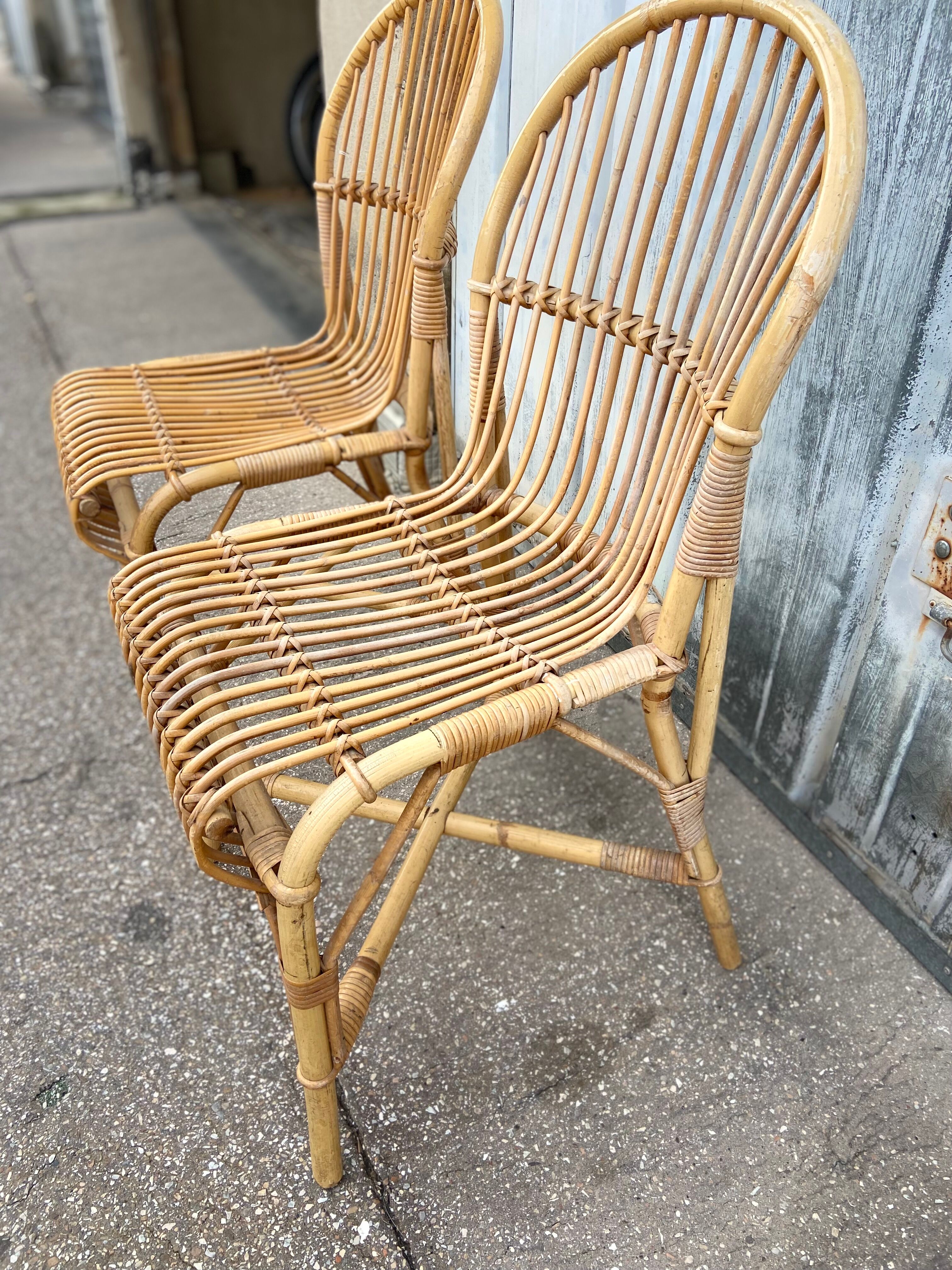 Pair of vintage rattan chairs