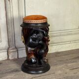 Paire de tabourets aux nubiens, sculptures polychromes, Venise vers 1880