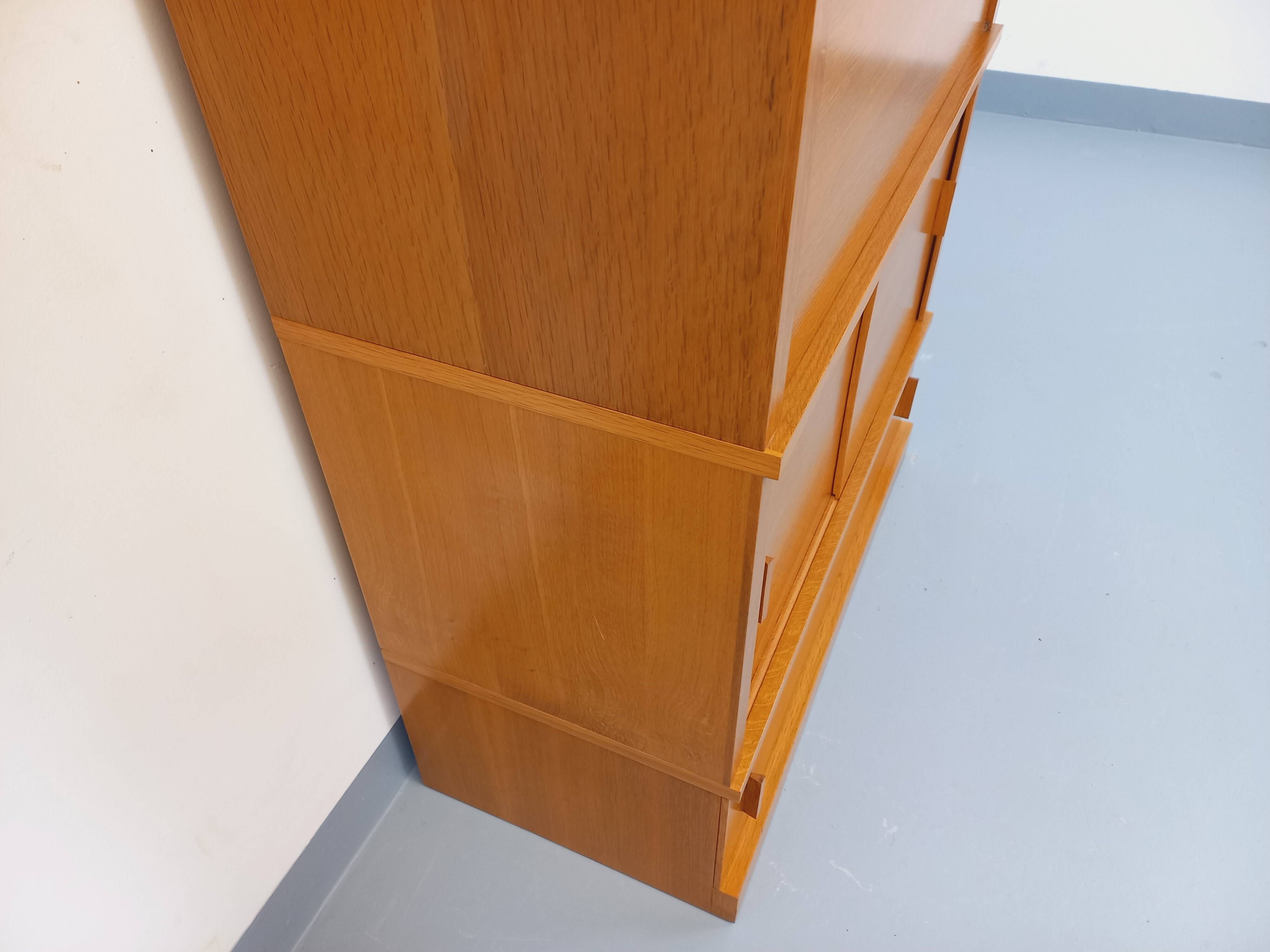 Vintage oak wood secretary bookcase storage furniture
